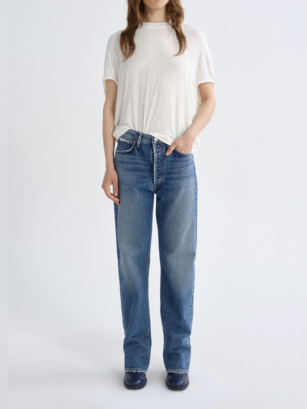 AGOLDE 90s Jeans Blue mid rise straight relaxed fit denim costal cottagecore 25